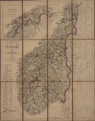 Mapa publicado en Christiania (1845) y muestra Noruega